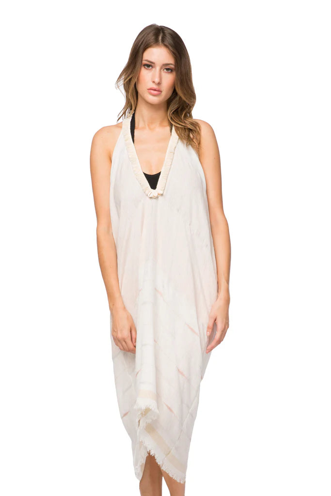 Fringe Halter/Shell Dress - Shimmer Tan