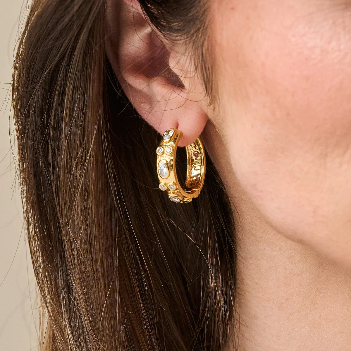 Capucine de Wulf Maharani Huggie Hoop Earrings - Clear CZ