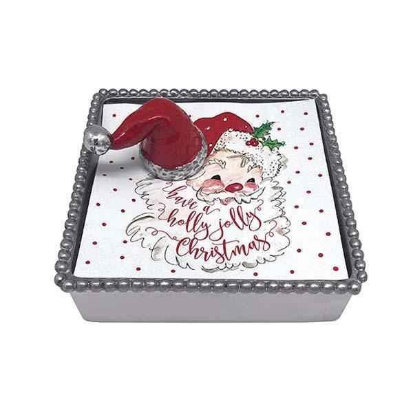 Mariposa Red Santa Hat Beaded Napkin Box Set