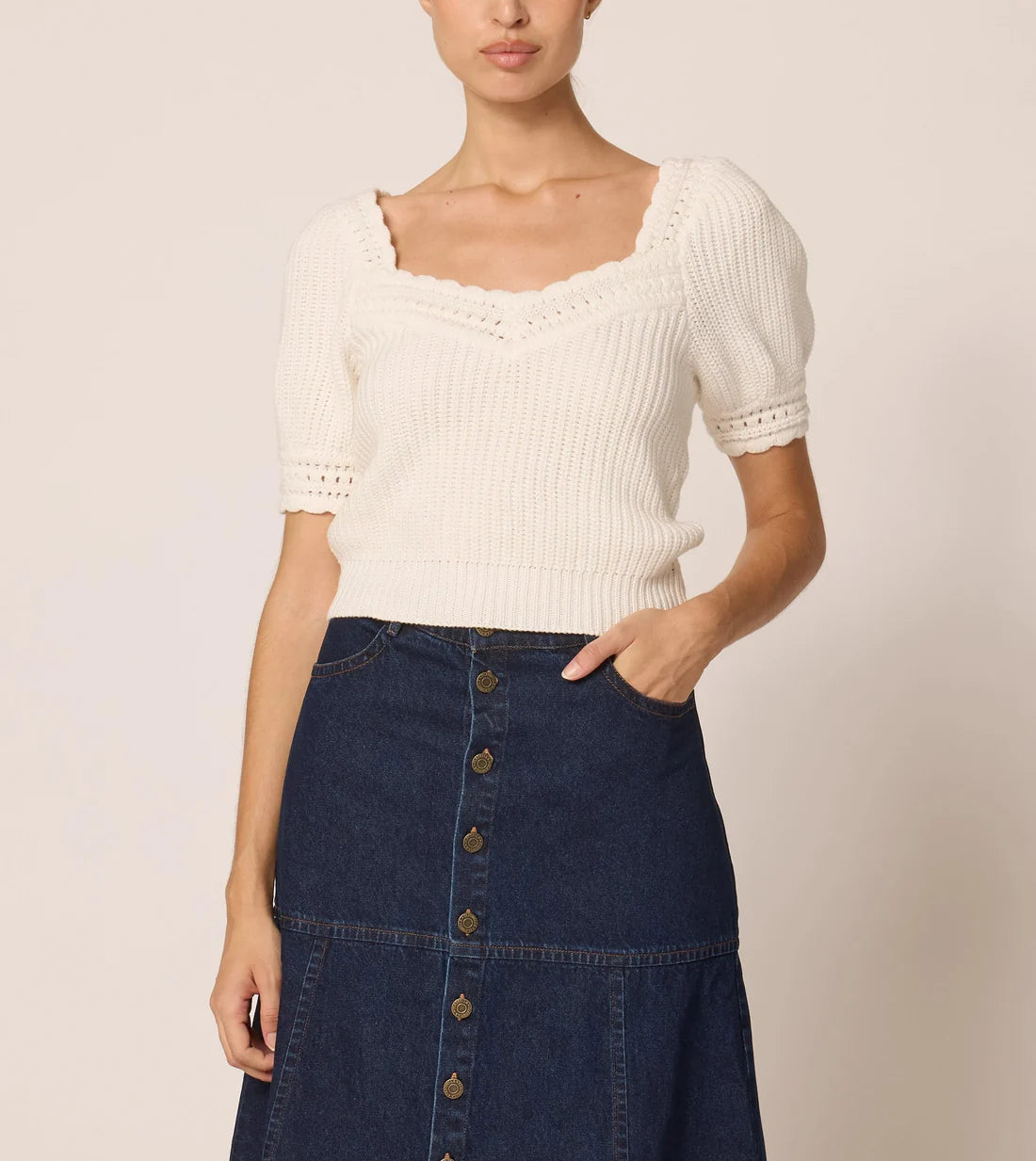Cleobella Rowan Sweater Top - Ivory