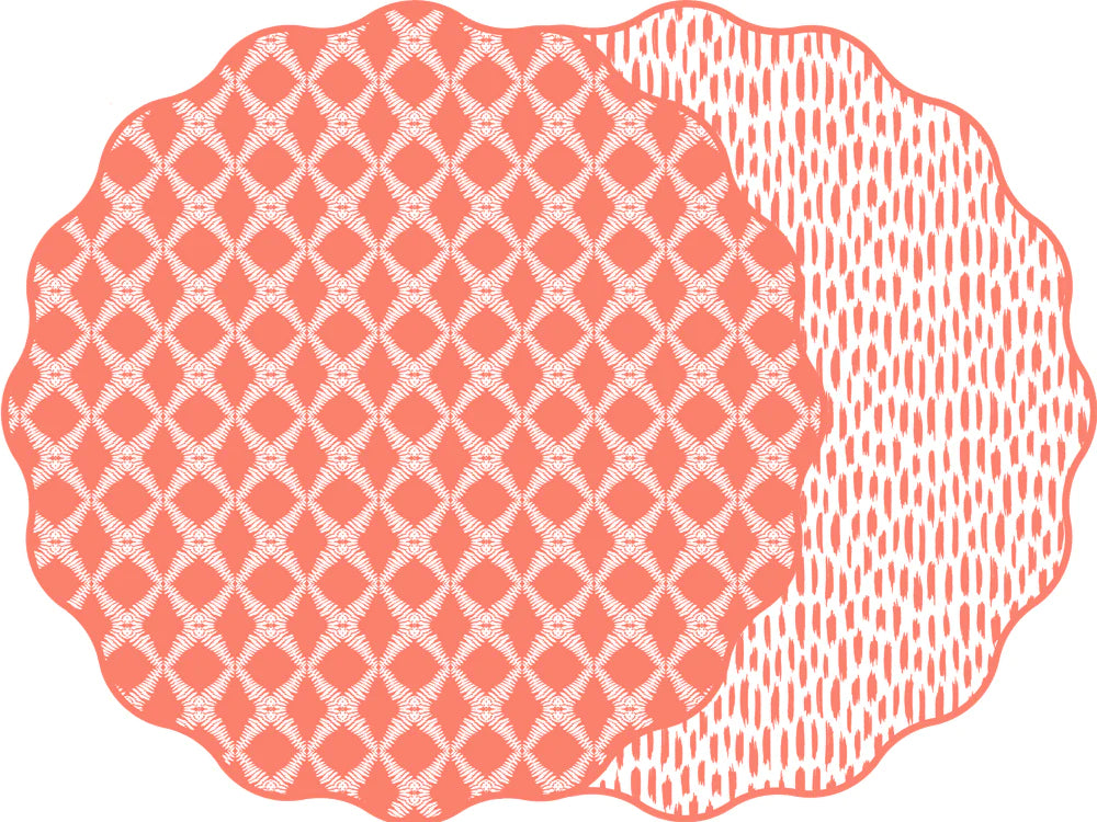 Holly Stuart 2-Sided Placemat - Cotton and Quill Trellis - Salmon