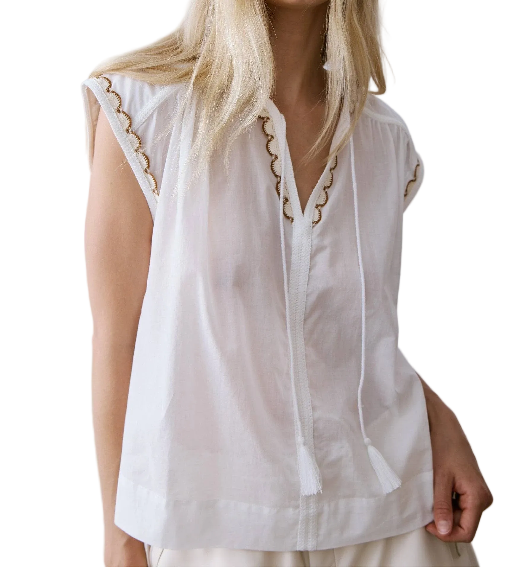 Melissa Nepton Pom Blouse - Off White
