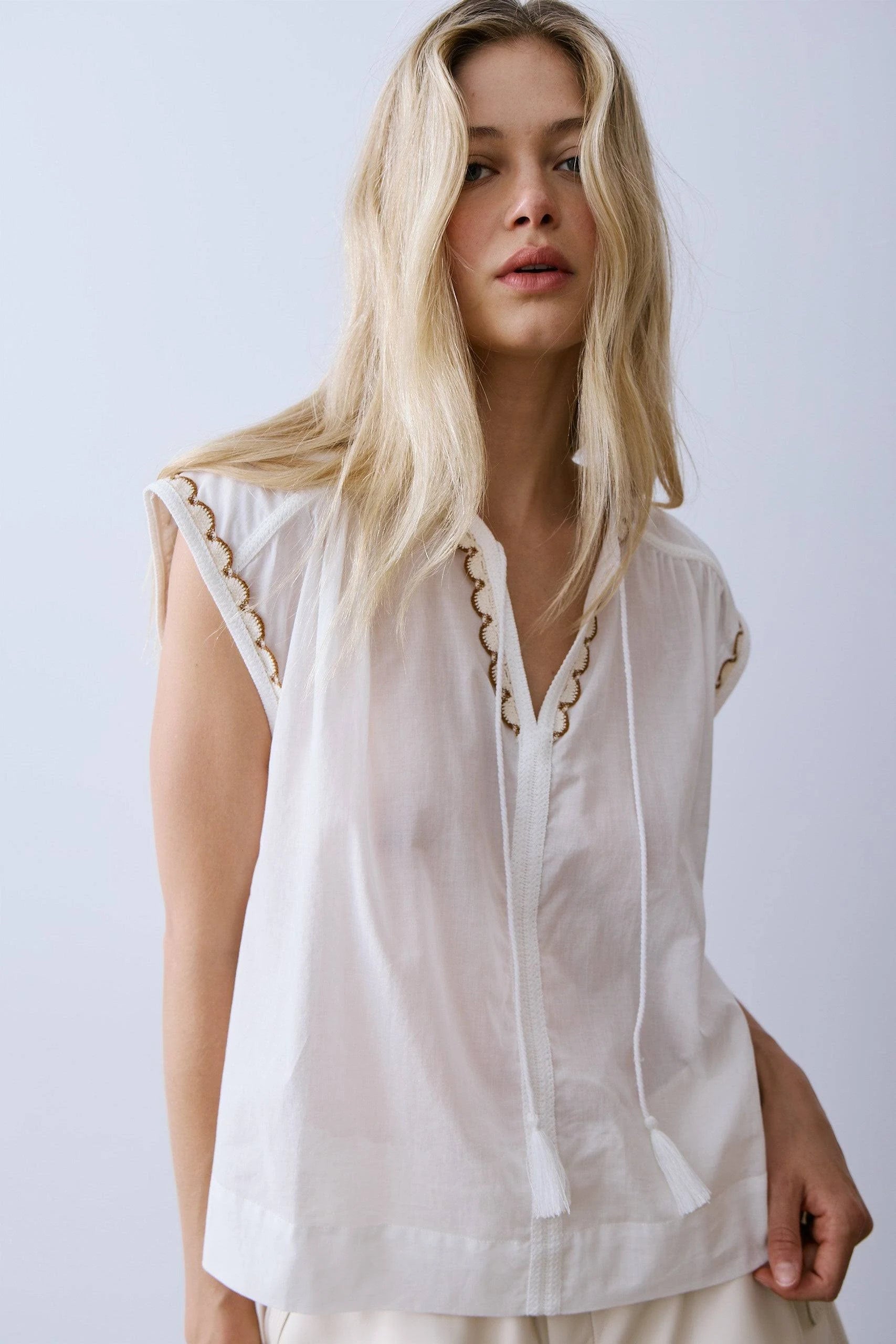 Melissa Nepton Pom Blouse - Off White