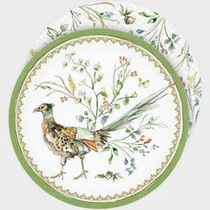 Round Coaster - Handpainted Pheasant with Greenery