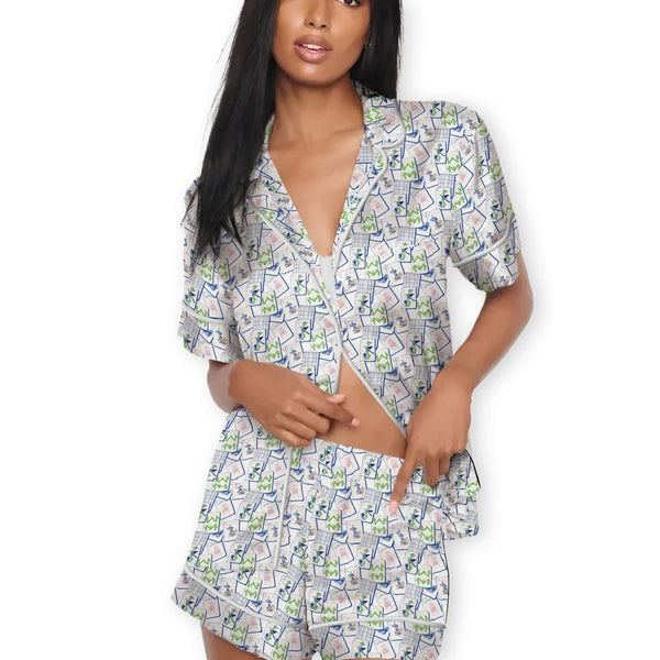 Sleep Short Set - Mahj Blue