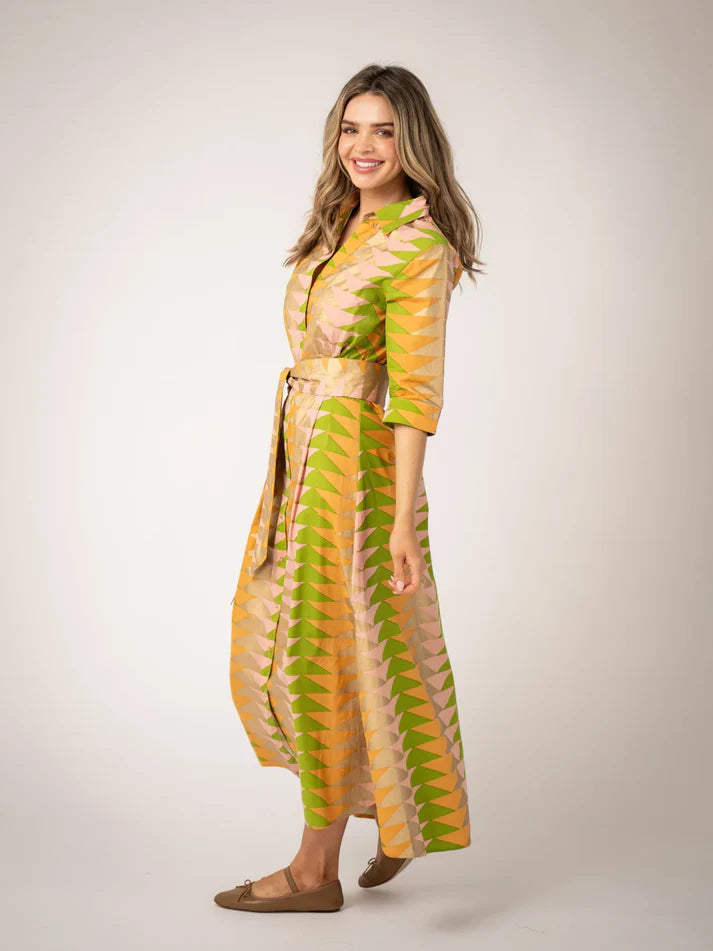 Beau & Ro Eloise Dress | Bagru Triangle - Sunrise
