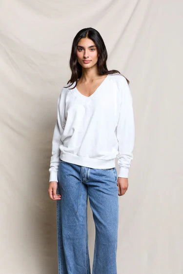 perfectwhitetee sinead relaxed french terry sweatshirt- white