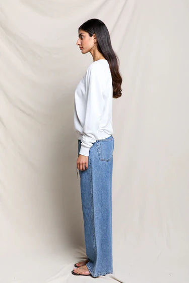 perfectwhitetee sinead relaxed french terry sweatshirt- white