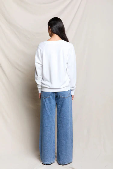 perfectwhitetee sinead relaxed french terry sweatshirt- white