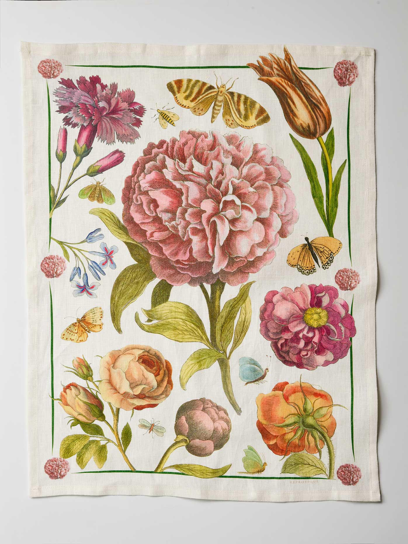 Reprotique Linen Tea Towel Peony-Hollar Collection