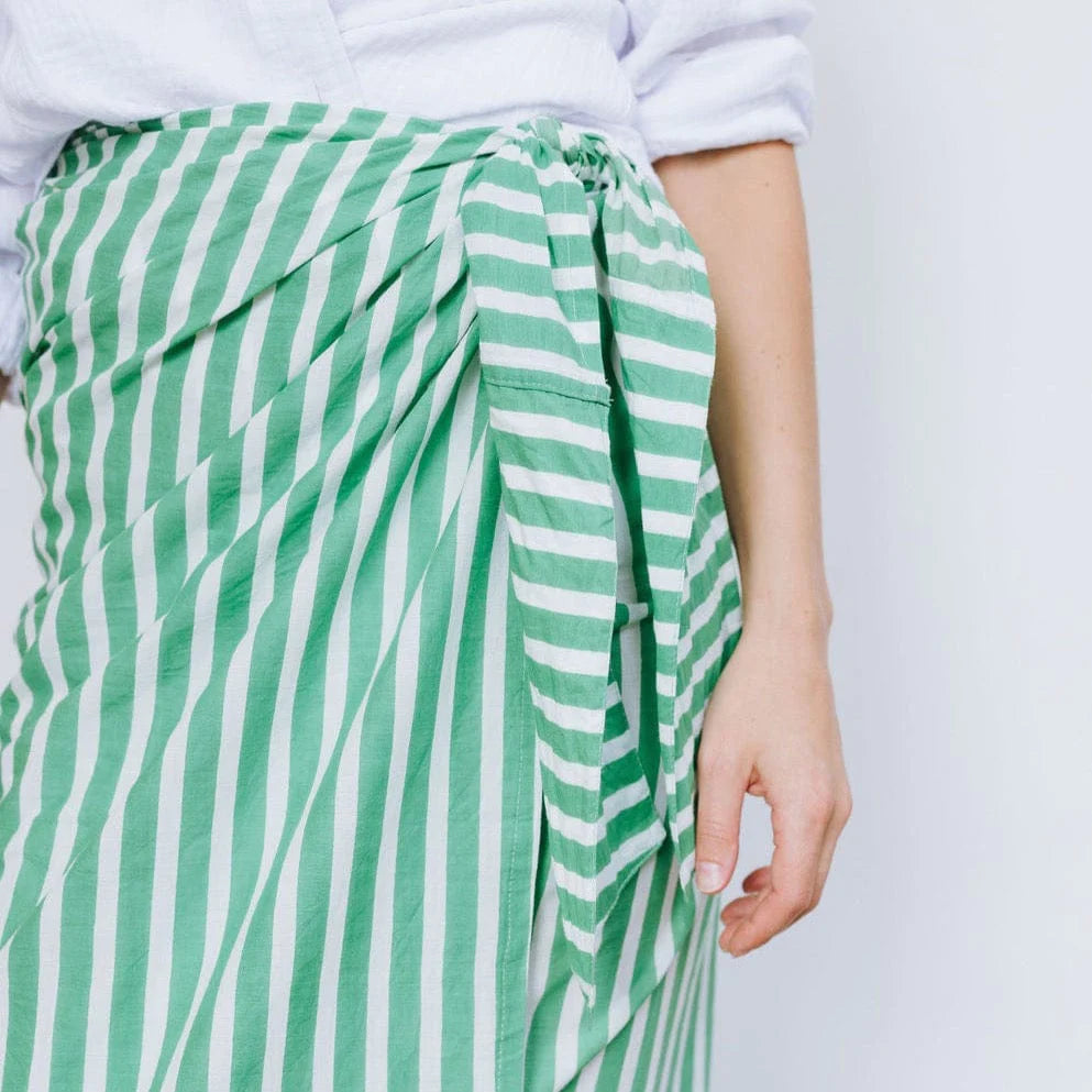 Green and White Stripe Vienna Sarong (One Size)