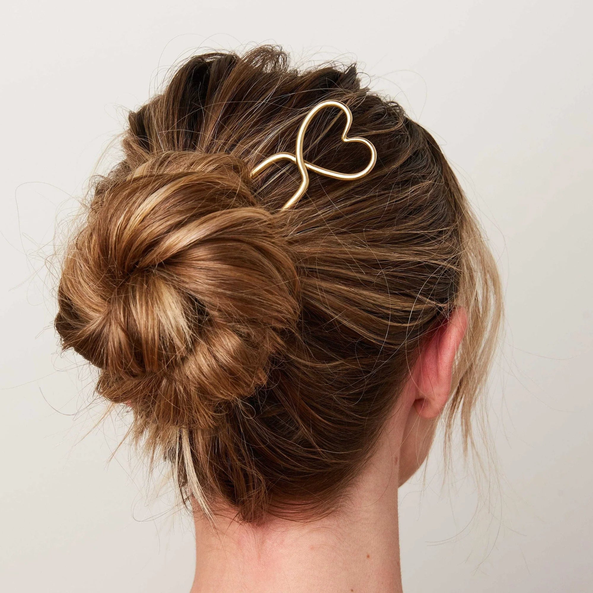Sutton Heart Hair Stick - Brass