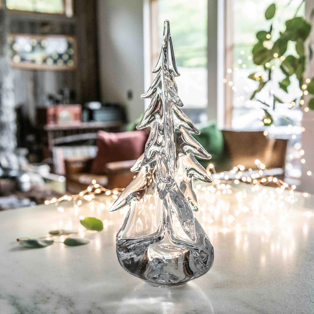 Simon Pearce Crackle Four-Sided Evergreen Tree - 12 inch