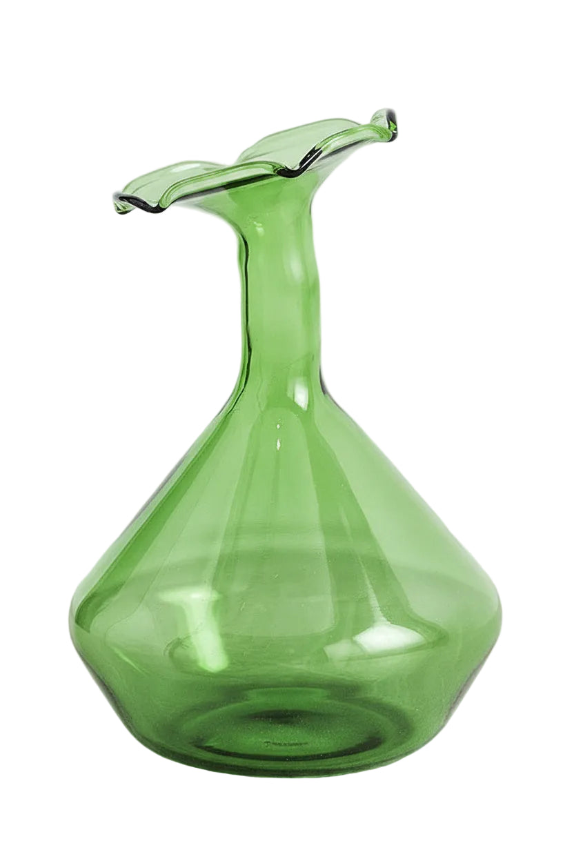 Glass Vase Angled Neck 8.5" Three Colors