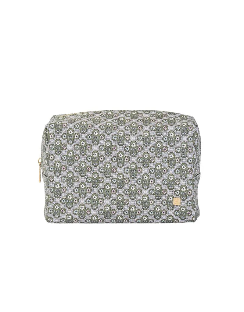 Luxe Everyday Cosmetic Bag-Surrey with Green Pinstripe Liner