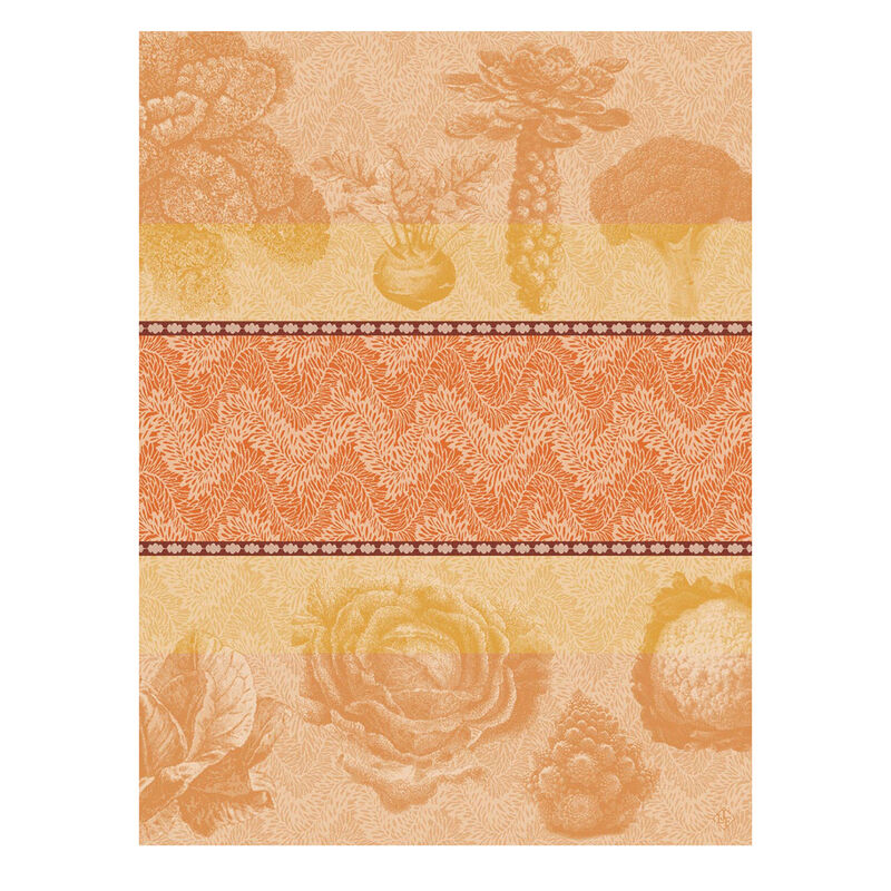 Le Jacquard Jardin Des Choux Tea Towel - Green and Orange