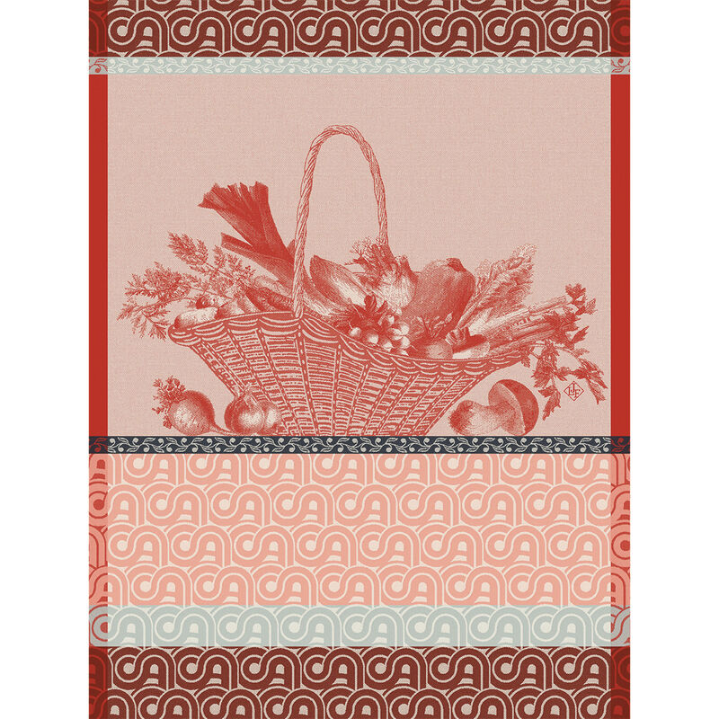 Le Jacquard Potager D'Hiver Tea Towel - Green and Orange