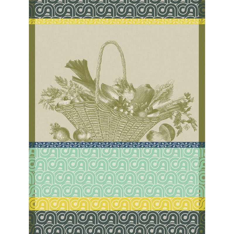 Le Jacquard Potager D'Hiver Tea Towel - Green and Orange