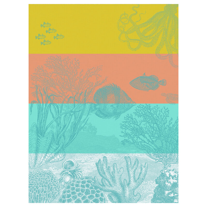 Le Jacquard Francais Sous L'Ocean Orange Tea Towel