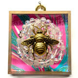 Museum Bees Acrylic Frame with Grande Bee on Necklace/Slight Imperfections