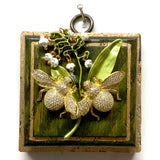 Museum Bees Painted Frame with Sparkle Bees on Lily of the Valley