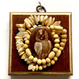 Museum Bees Wooden Frame with Owl on Necklace