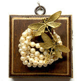 Museum Bees Wooden Frame with Dragonflies on Pearls