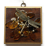Museum Bees Wooden Frame with Dragonfly on Necklace