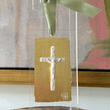 Ornament - Crucifix White on Gold Leaf