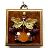 Museum Bees Wooden Frame with Dragonfly on Brooch