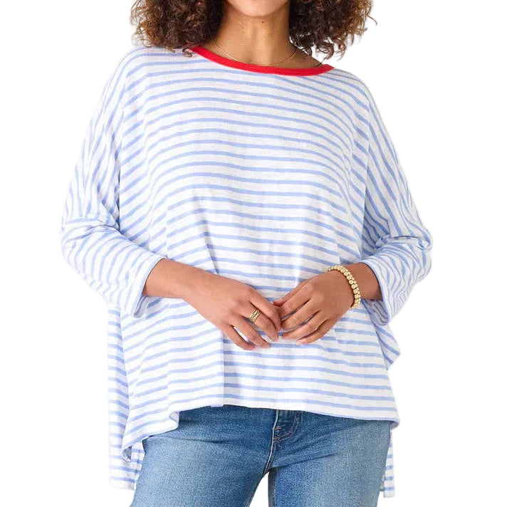 Catalina Slub Tee - Lt Blue + White