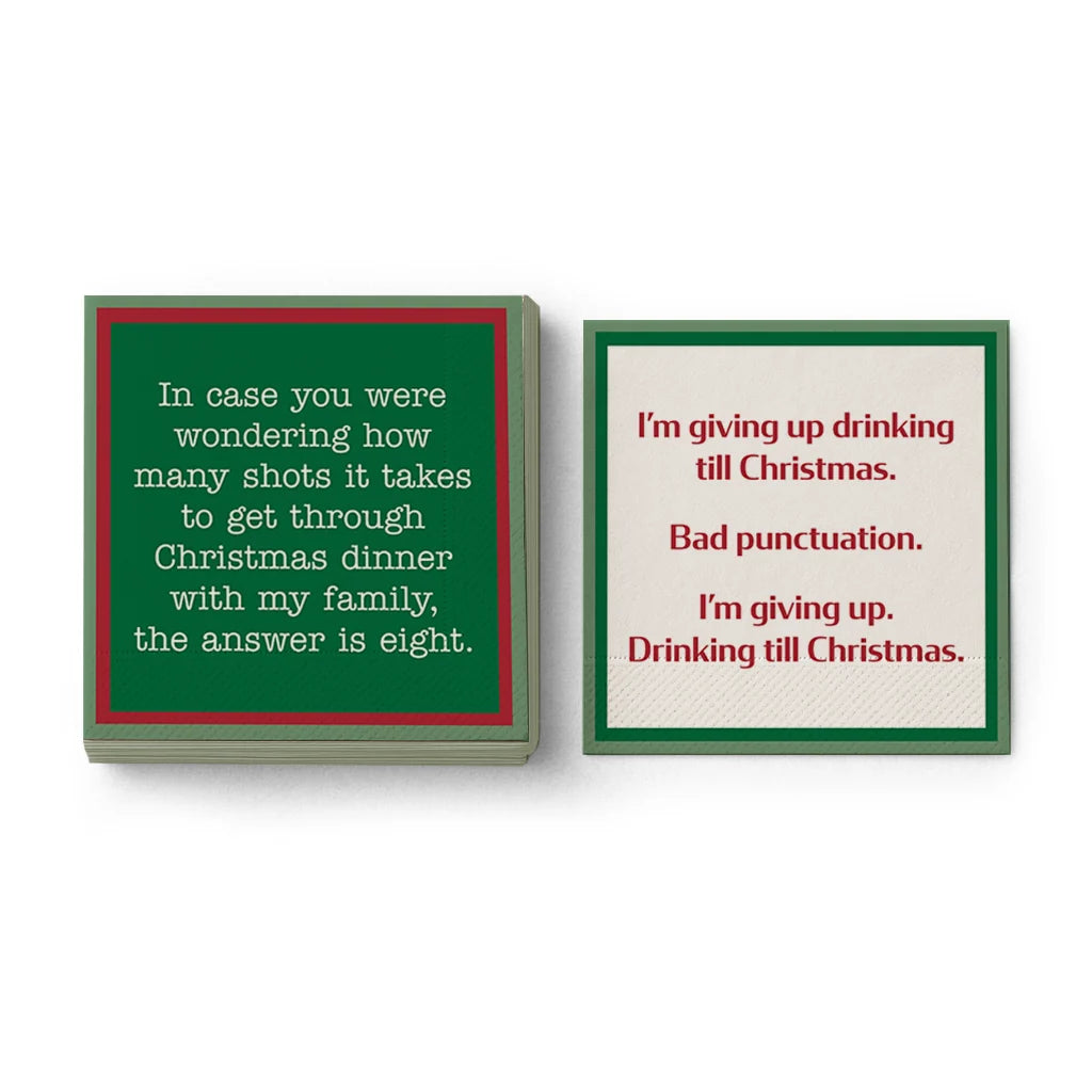 XMAS Giving Up Cocktail Napkin