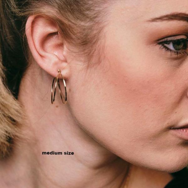 J. Mills Forged Double Hoop Post Earrings - Medium