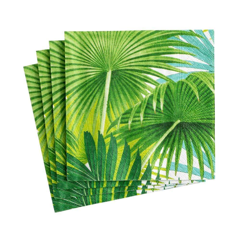 Caspari Palm Fronds Paper Cocktail Napkins in White - 20 Per Package