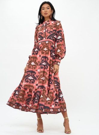Oliphant Shirt Waist Dress - Brick/Uzbek