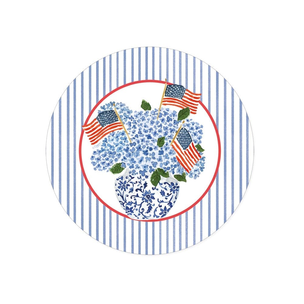 Caspari Flags and Hydrangeas Salad Plates