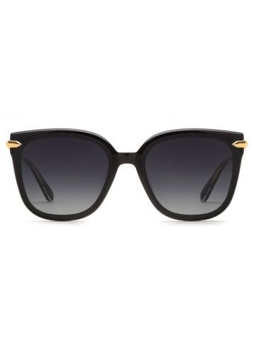 Krewe Dede Nylon Sunglasses -  Black + Black and Crystal 24K