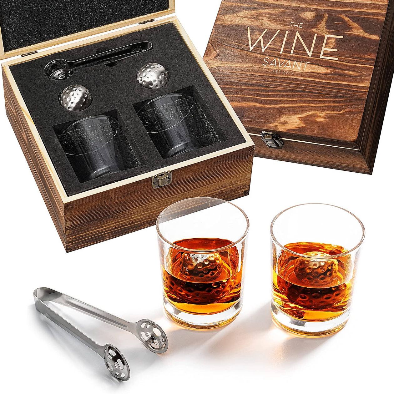 Golf Gift Set - Whiskey Glasses & Golf Ball Chillers