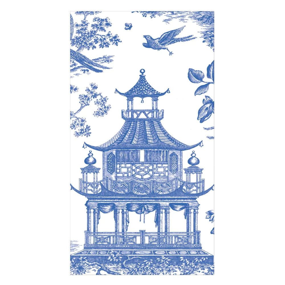 Caspari Chinoiserie Toile Pagoda Paper Guest Towel Napkins - 15 Per Package