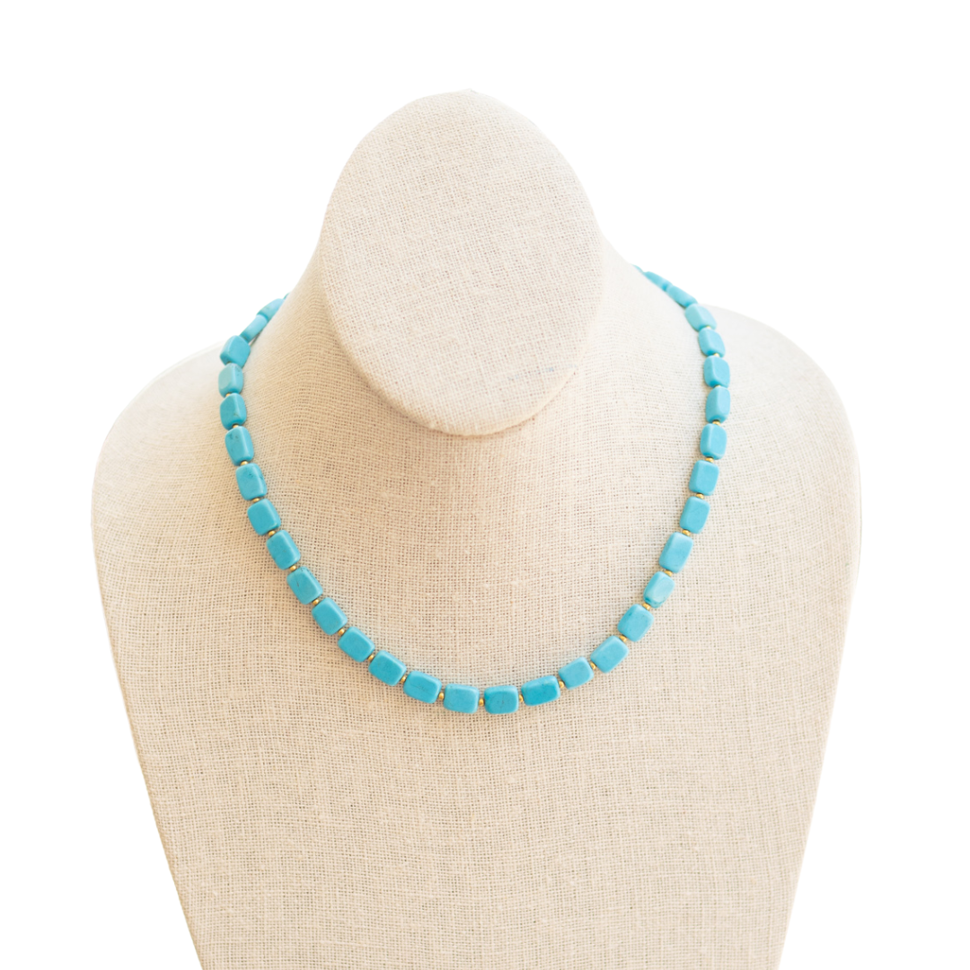 Turquoise and Pearl Beaded Necklace