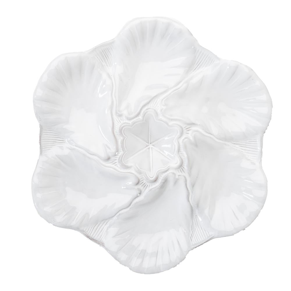 Fleur De Lis Oyster Plate - White