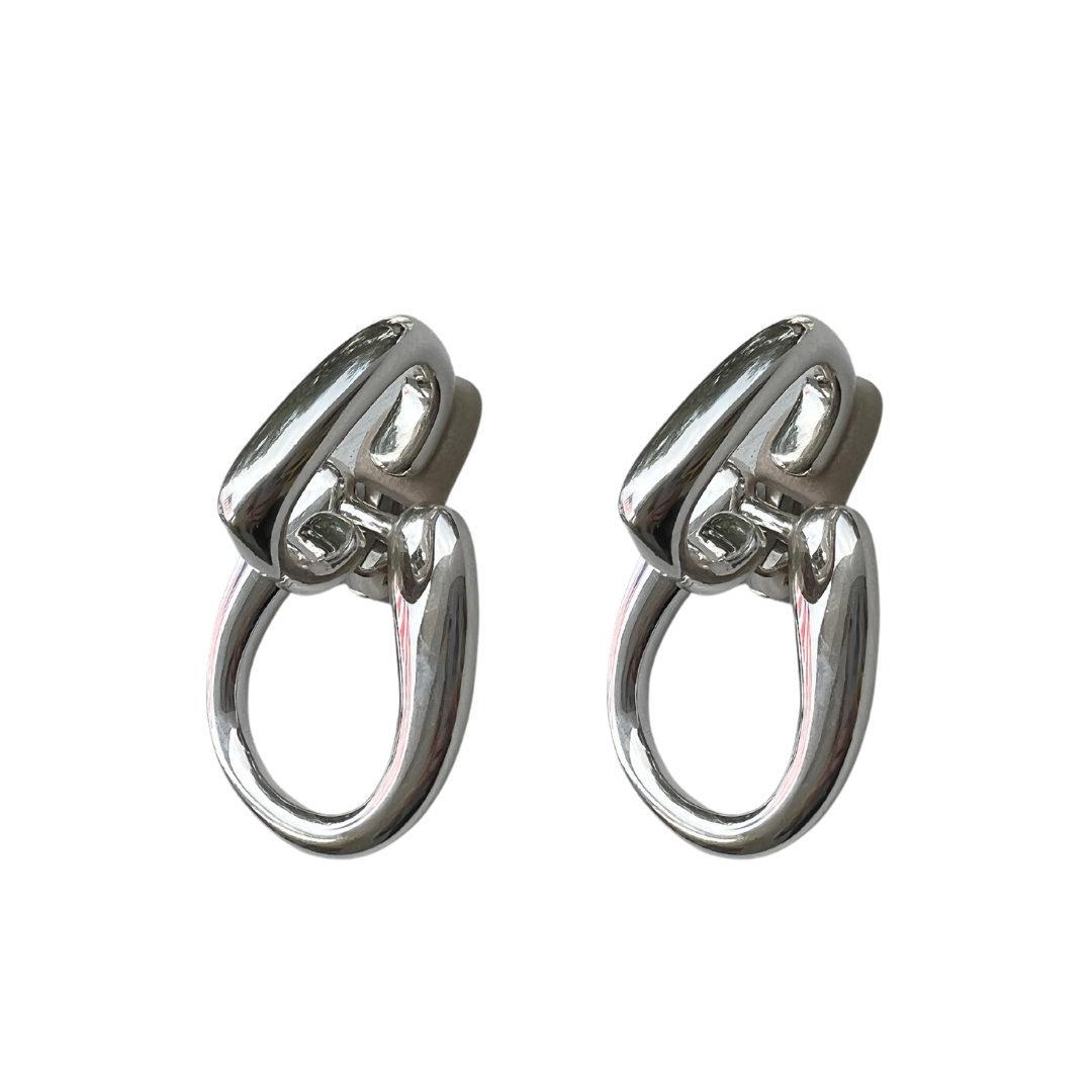 Simon Sebbag Silver Sterling Doorknocker Earrings - Clip