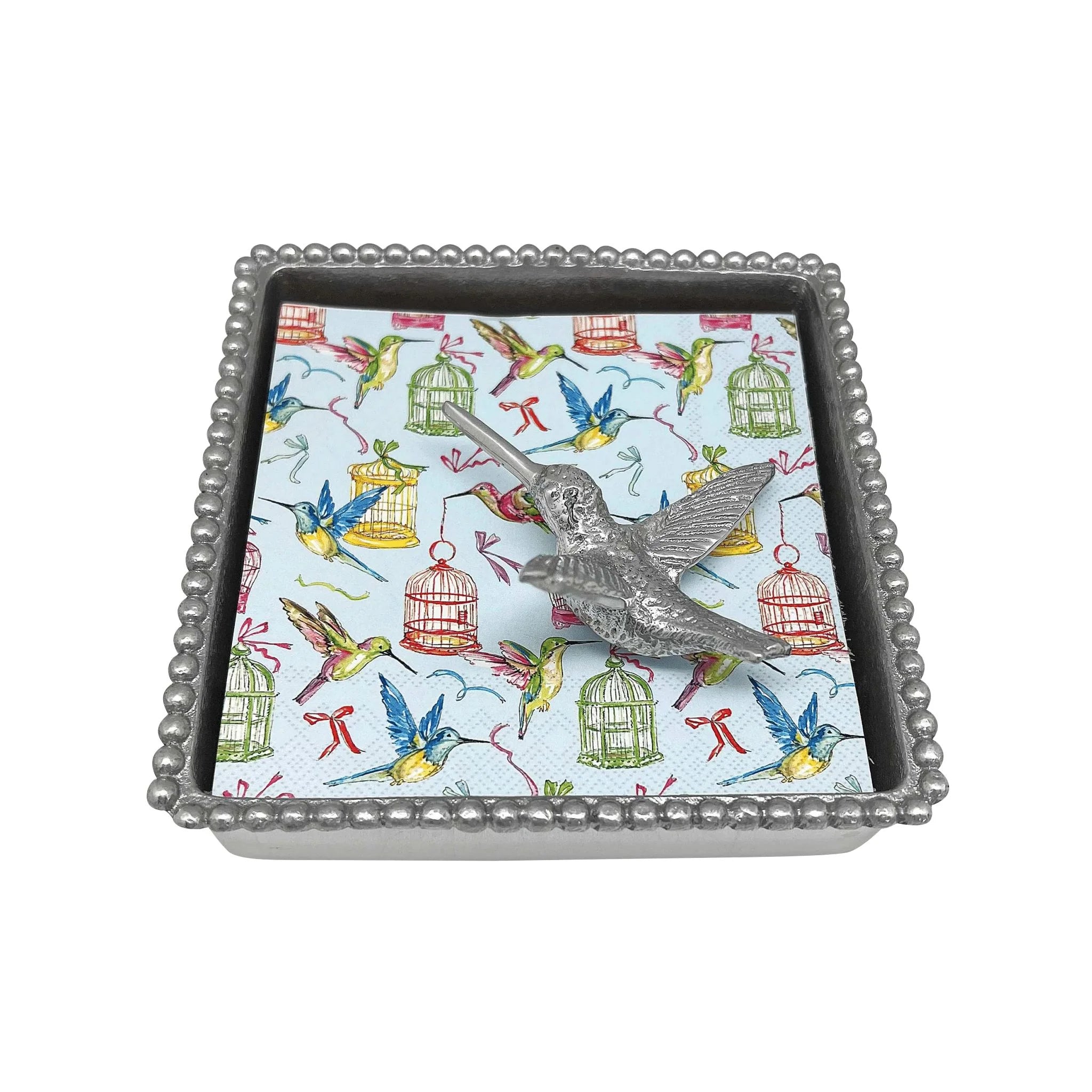 Mariposa Hummingbird Beaded Napkin Box Set