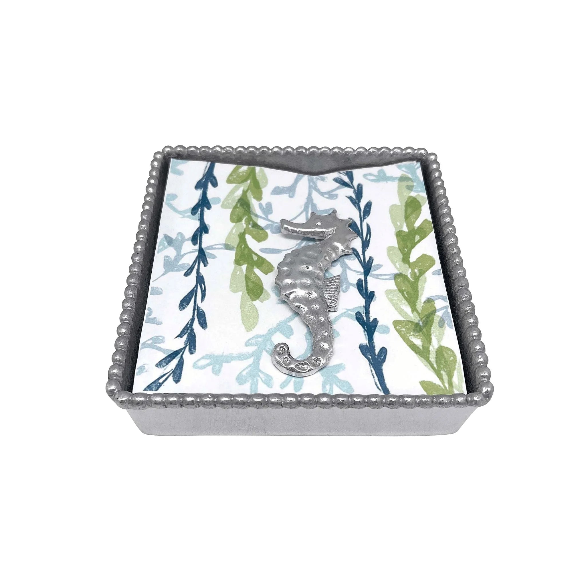 Mariposa Sea Horse Beaded Napkin Box Set