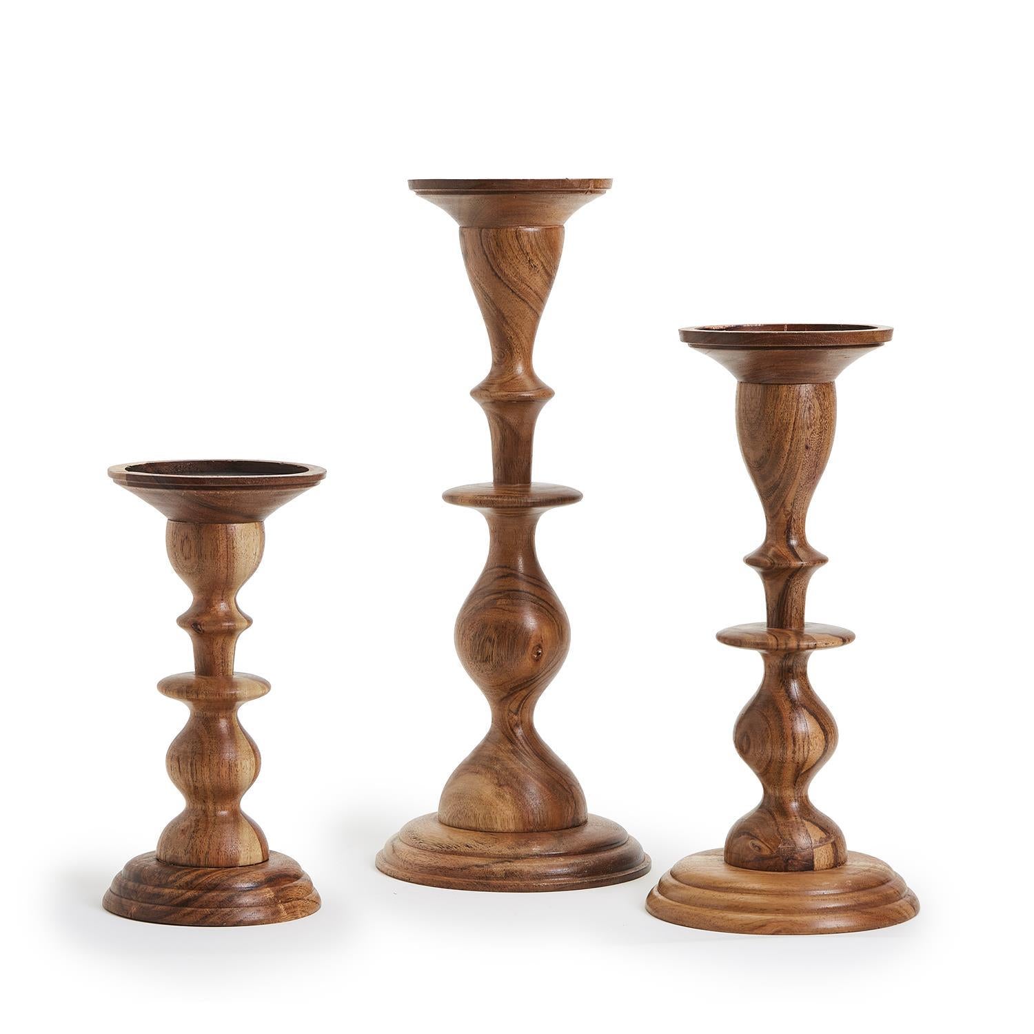 Wooden Pillar Candleholders - (three sizes)
