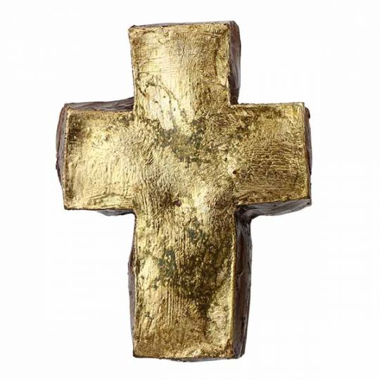 Handmade Paperweight Cross 6.5" - Gold and Silver
