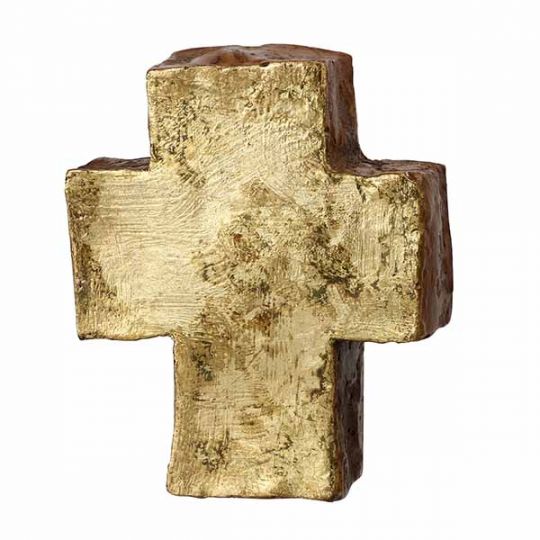 Handmade Gold Cross, 7.5" Paperweight - Gold