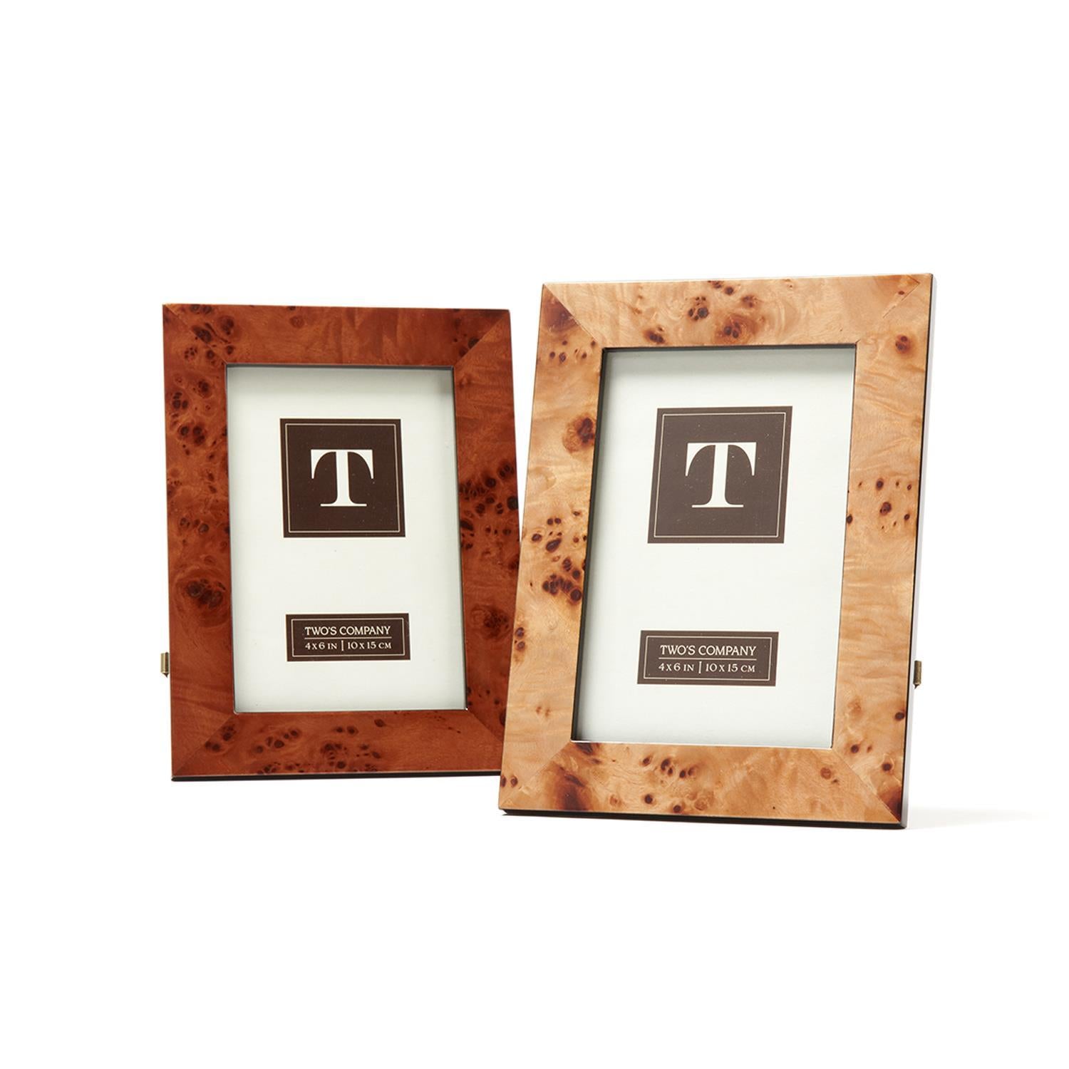 Burled Wood 4" x 6" Photo Frame - (Light Brown or Dark Brown)