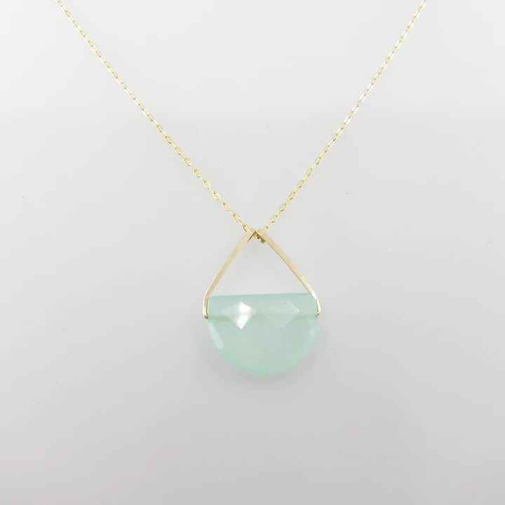 J. Mills Faceted Aqua Chalcedony Gemstone Necklace