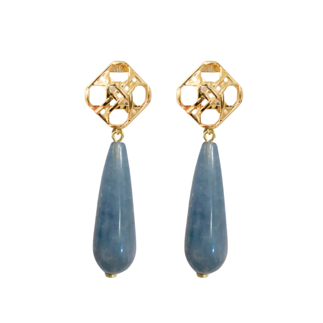 M. Donohue Avingnon Wicker Gold Earrings - (blue or emerald)
